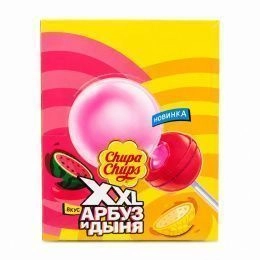 Chupa Chups карамель XXL Арбуз-Дыня 29г блок (40шт/блок)