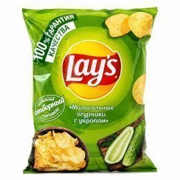 Чипсы"Lay`s"140г Малосол огурчики с укропом (19 шт/ящ) РФ