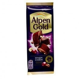Alpen Gold шоколад Фундук Изюм 80г (21шт/блок)