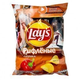 Чипсы"Lay`s"225г РИФЛЕННАЯ ПАПРИКА  (14 шт/ящ) РФ