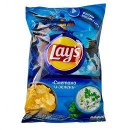 Чипсы"Lay`s"225г СМЕТАНА ЗЕЛЕНЬ  (14 шт/ящ) РФ