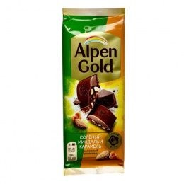 Alpen Gold шоколад Миндаль Карамель 80г (21шт/блок)