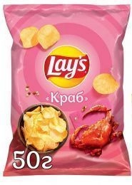 Чипсы"Lay`s" 50г Краб (28 шт/ящ) РФ