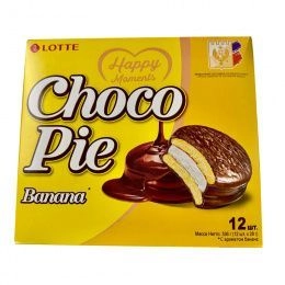 Пирожное LOTTE Choco Pie Банан 336г(28г*12 ) (8шт/ящ)