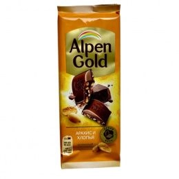 Alpen Gold шоколад Арахис Хлопья 80г (21шт/блок)