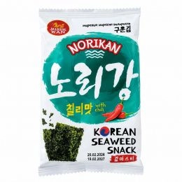 Чипсы NORIKAN-ЧИЛИ морские водоросли 4г.(3шт/спайка*24сп/ящ)+